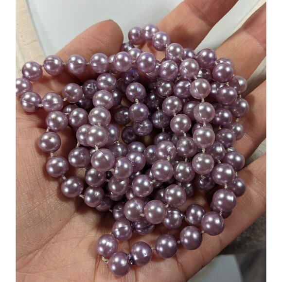 Metallic Coquette Pastel Purple Beaded Opera Necklace - Picture 4 of 5